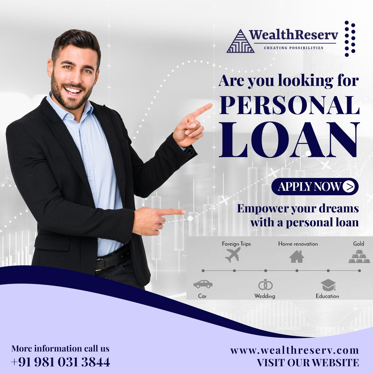 Unlock your financial potential with our personalized personal loan solutions tailored to meet your needs.
#WealthReserv #personalloan #loan #loans #businessloan #finance #homeloan #carloan #personalloans