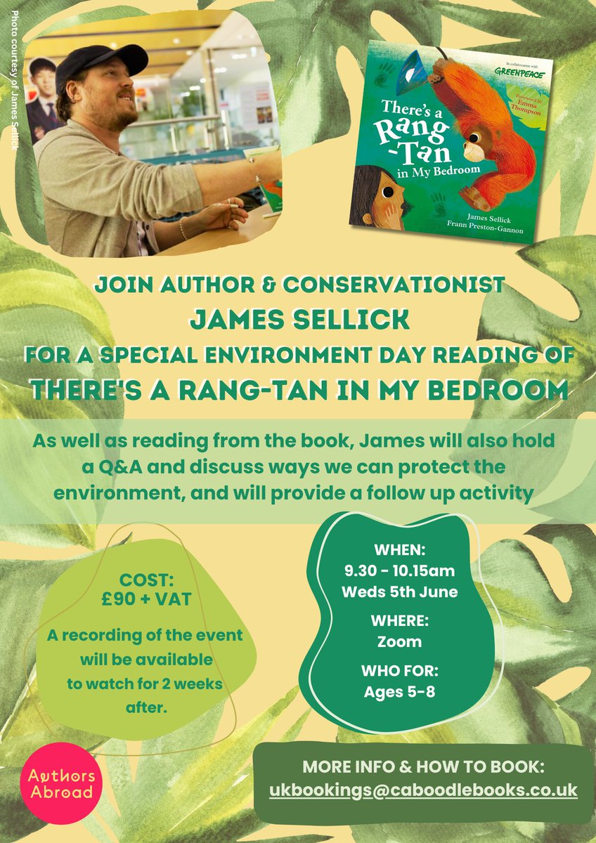 📢 #PrimarySchool #AuthorEvent 📢

We're very excited to host an online event with the brilliant children's author James Sellick this #EnvironmentDay!

More info & to book your school's place 👇
ukbookings@caboodlebooks.co.uk