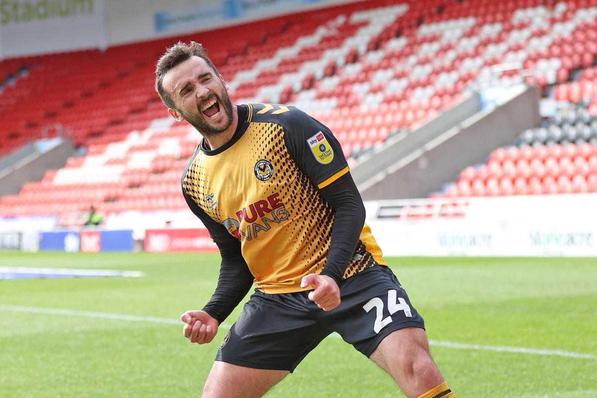 On this day in 2023..
Doncaster Rovers 1-3 Newport County
Eco Power Stadium
Newport County midfielder Aaron Wildig celebrates after scoring a wonderful goal in a superb 3-1 away win over Doncaster Rovers.