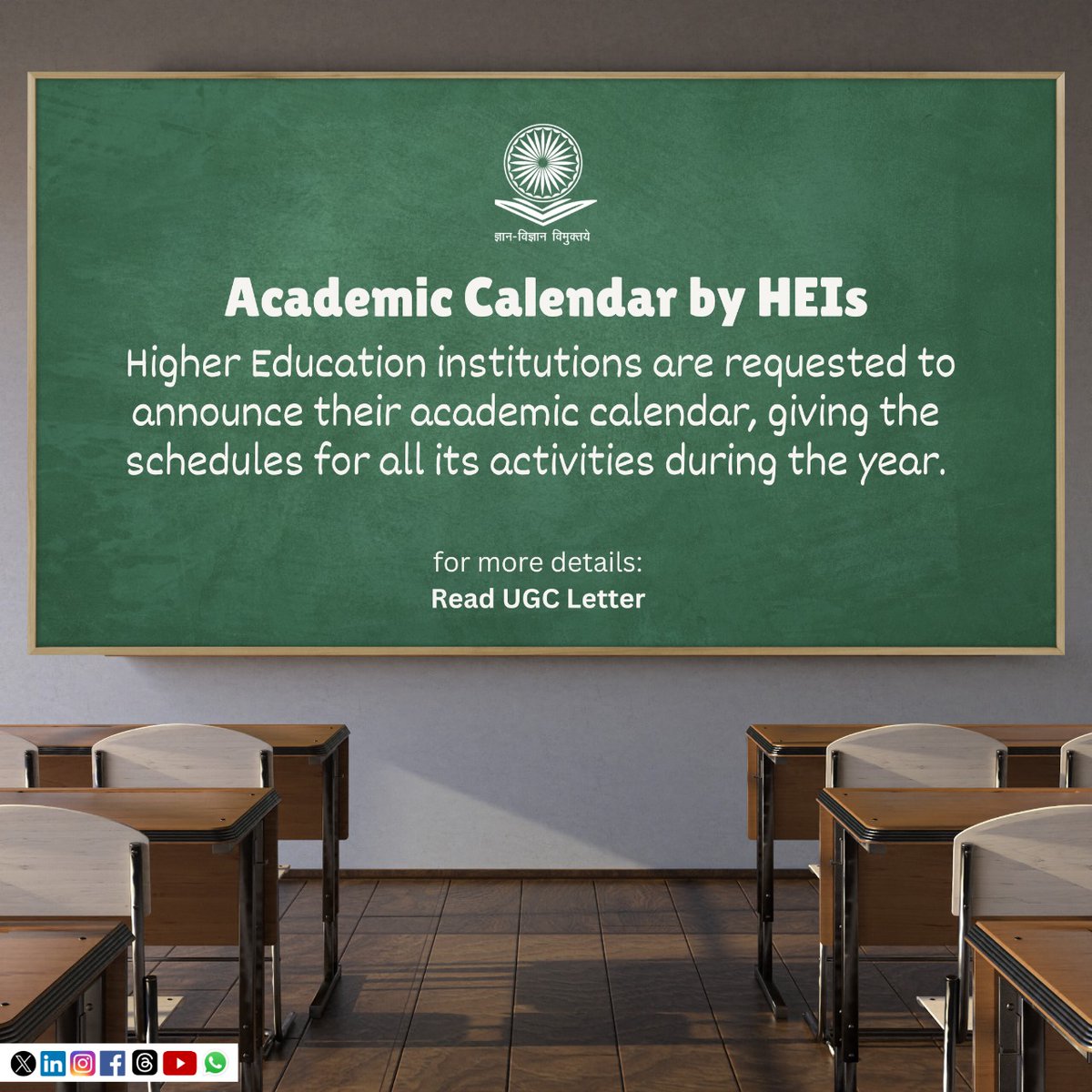 ugc_india's tweet photo. UGC Updates:
All HEIs are requested to announce their academic calendar, giving the schedules for all activities throughout the year.
Read the UGC letter: https://t.co/lqW7MsFH24
#UGC #UGCNotices #AcademicCalendar https://t.co/1GIUzUDyMF
