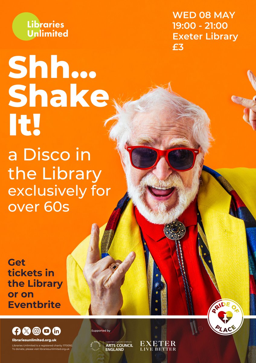 🪩🕺💃Get your dancing shoes out and your IDs at the ready. The Over 60s Disco promises to be an evening of great tunes, a bar, and a space to boogie amongst the books. All for just £3! Wed 8th May, from 7 PM. Be there or be square.