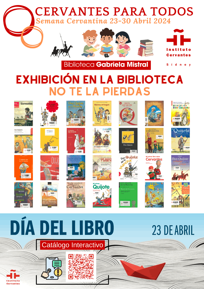 Con motivo del Día Internacional del Libro presentamos esta exhibición de materiales de la biblioteca sobre Cervantes, sus obras o libros relacionados adaptados para el público infantil y juvenil. 📚 ¡No te lo pierdas! cultura.cervantes.es/sidney/es/cerv…
