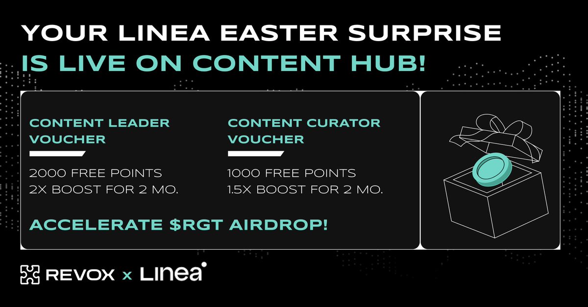 🔥You can now claim your #LineaPark Easter Surprise on #ContentHub! 1⃣ Go to bit.ly/48kVhz8 2⃣ Connect your wallet used for Linea Park 3⃣ Click 'Curate' 4⃣ Claim in the bottom right corner! Accelerate your $RGT #AIRDROP!🪙 Tutorial: bit.ly/3Q5NFKB