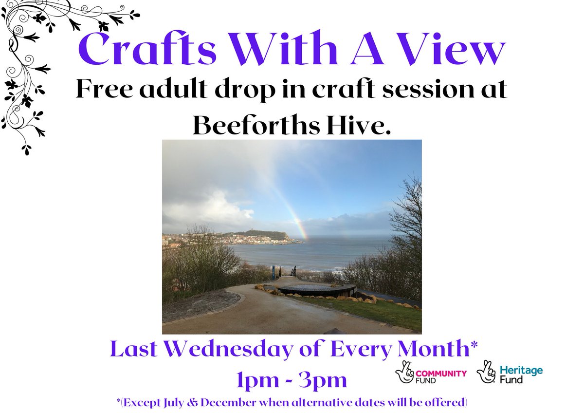 Our brilliant workshop leader Laura is back for more Crafts with a View this Wednesday. Join us at Beeforth's Hive for a relaxed and friendly creative session. Free, no need to book just drop in. @HeritageFundUK @HeritageFundNOR @TNLComFund @DiscoverCoast