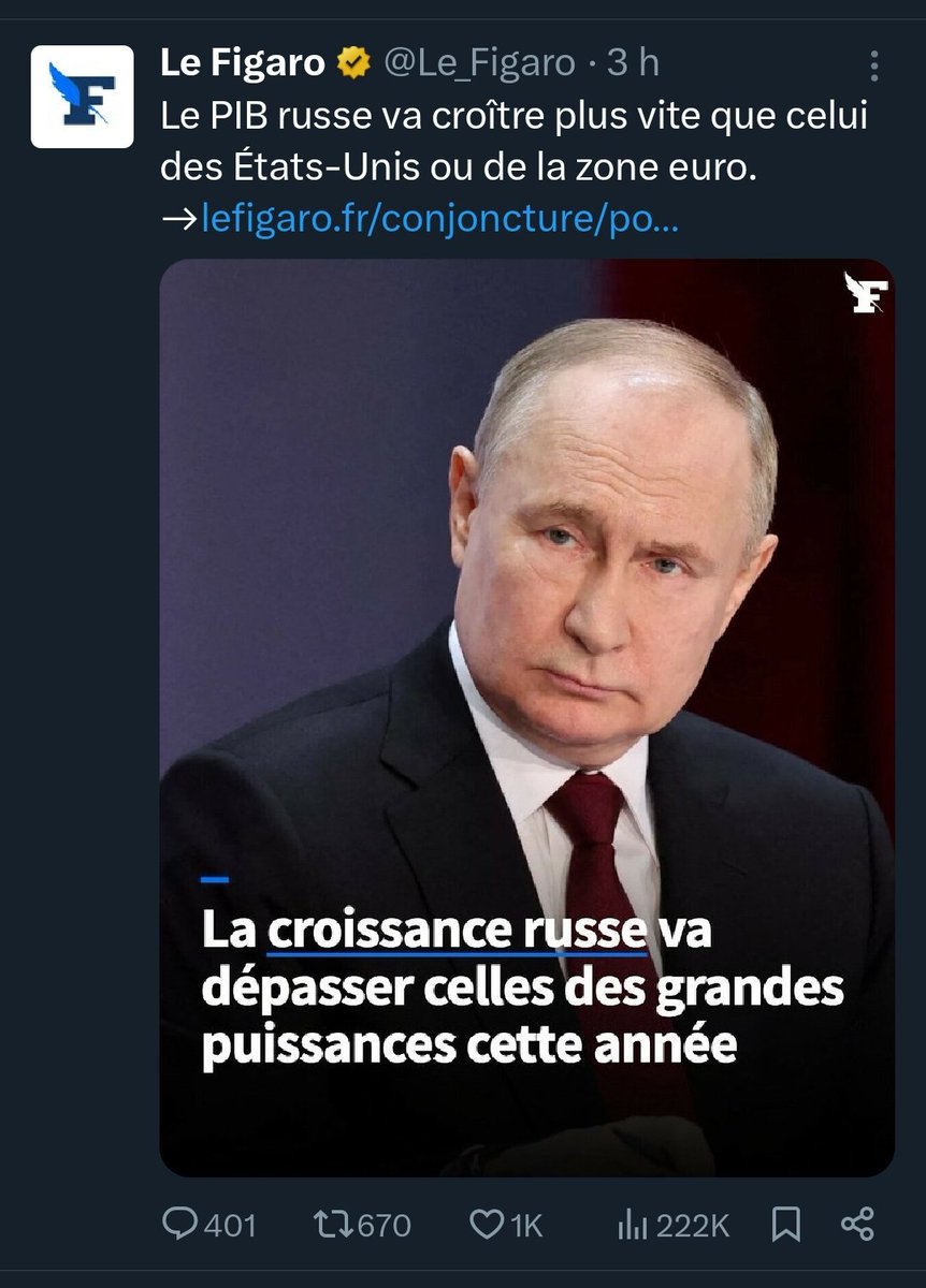 Eh bien, c'est ça une économie à genoux ? @BrunoLeMaire Belle victoire, bravo ! Si demain vous partez en guerre contre la Russie, ne comptez pas sur moi. Bande de dégénérés