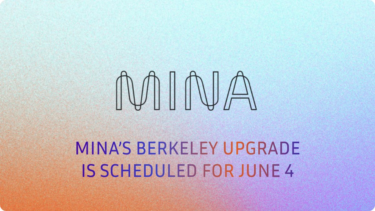 Exciting news from the @MinaProtocol! The #Berkeley upgrade is set for June 4, 2024. Get ready for a major leap forward in blockchain technology with enhanced #ZK programmability, unlocking a new era of #zkApps and innovative solutions. #MinaProtocol

👉twitter.com/MinaProtocol/s…