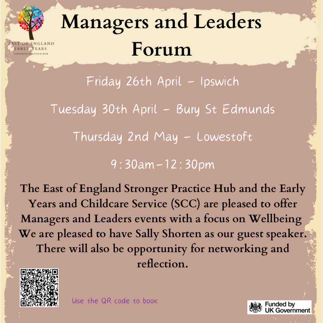 There are spaces still available! 🧮📝Are you a manager or leader of a #EYsetting? 🧮📝Would you like help to support well-being in your setting? 💪🏻 book here: forms.office.com/e/e6LQqgTtHU #EoEEYSPH #StrongerPracticeHub