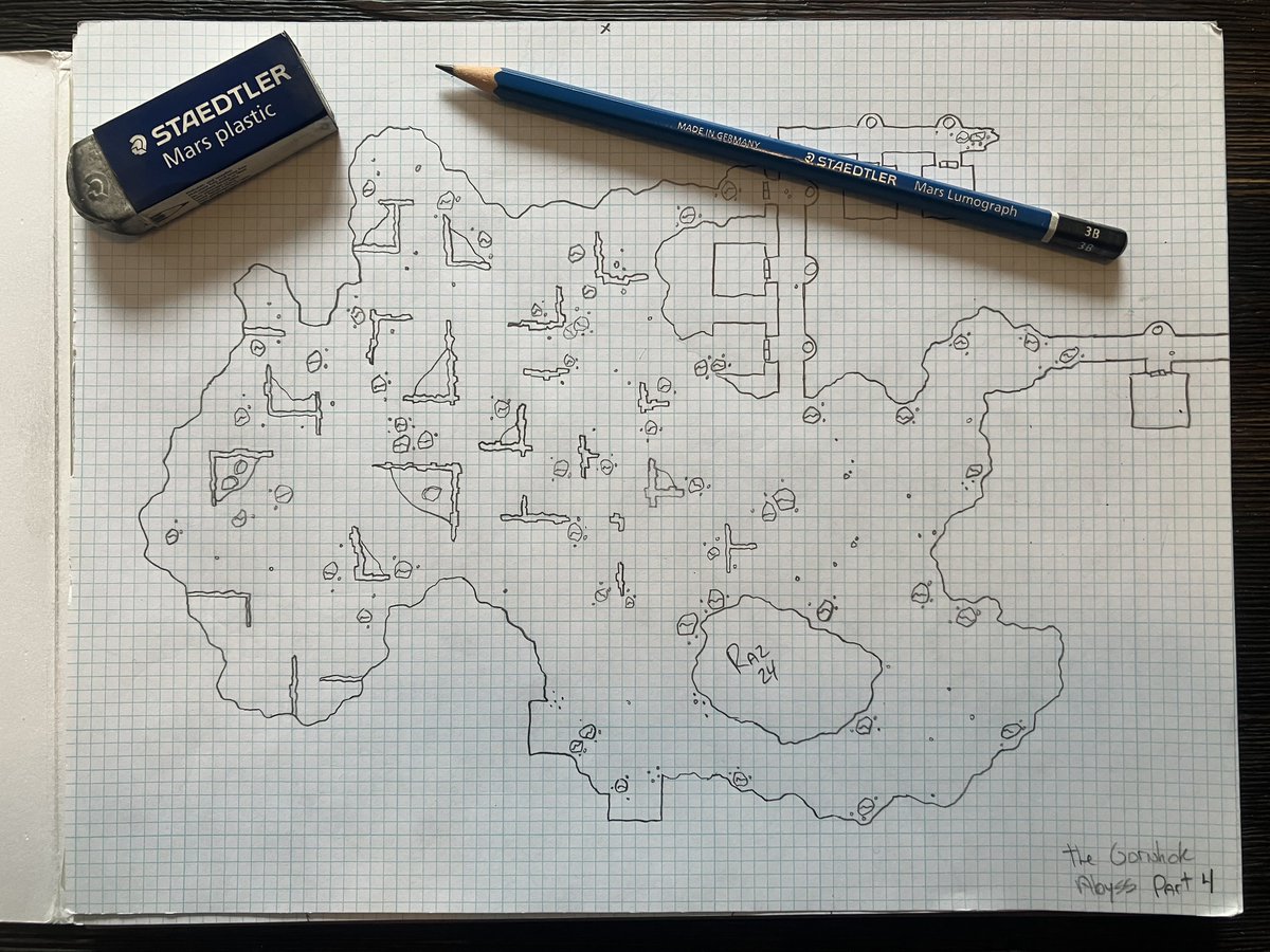 Raznag_RPG's tweet photo. Lots of WIP pictures for the second level of the Underground Way: the Gornhok Abyss! Check the link for more!
https://t.co/LFSBHkWWzj
#dungeonsanddragons #dnd5e #dnd #dndmap #dndmaps #osr #osrmap #osrmaps #rpg #ttrpg #rpgmaps #rpgmap #jdr #dragonbane #staedtler https://t.co/vEjo4hMlr3
