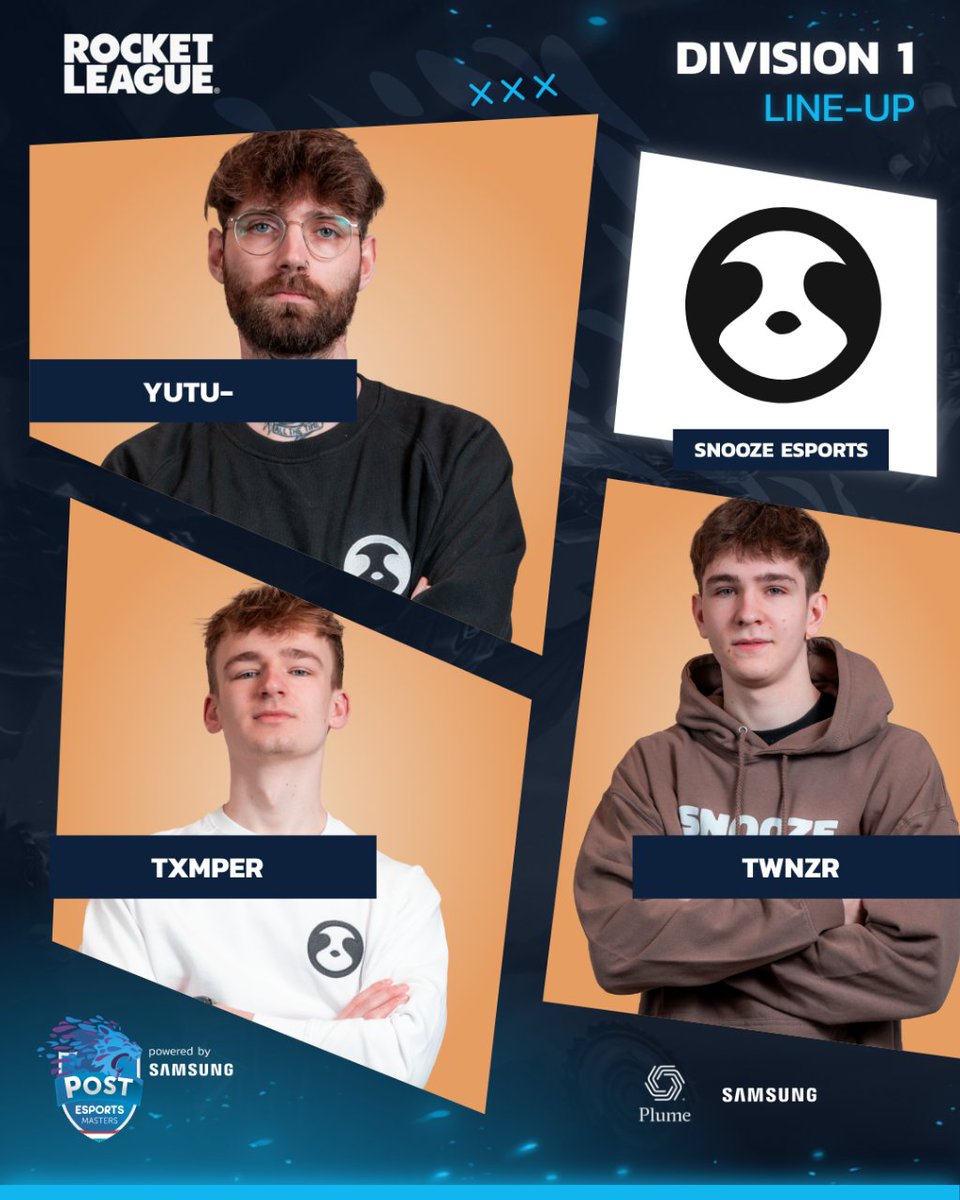 popgamingfest's tweet photo. 💥💥 DIVISION 1 - ROCKET LEAGUE LINE-UP 💥 💥
Here is @Snooze_Esports ' roster:
- Yutu-
- Txmper
- Twnzr
- Rizex45
Follow their journey at the PEM starting from Tuesday, April 30th, live on Twitch!
👉 https://t.co/mLpJM6oFIo
#luxembourg #pemrl #rocketleague https://t.co/Jf5sJN1vs6