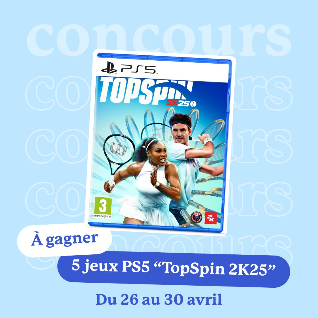 🎮 JEU-CONCOURS 🎮

Tentez de gagner 5 jeux PS5 "TopSpin 2K25” !

Retrouvez les légendes du tennis et participez aux tournois les plus historiques ! 🎾

Pour participer : RT + Follow @‌leclercdrive
#Jeu #JeuConcours #JeuxConcours #Cadeaux #PS5