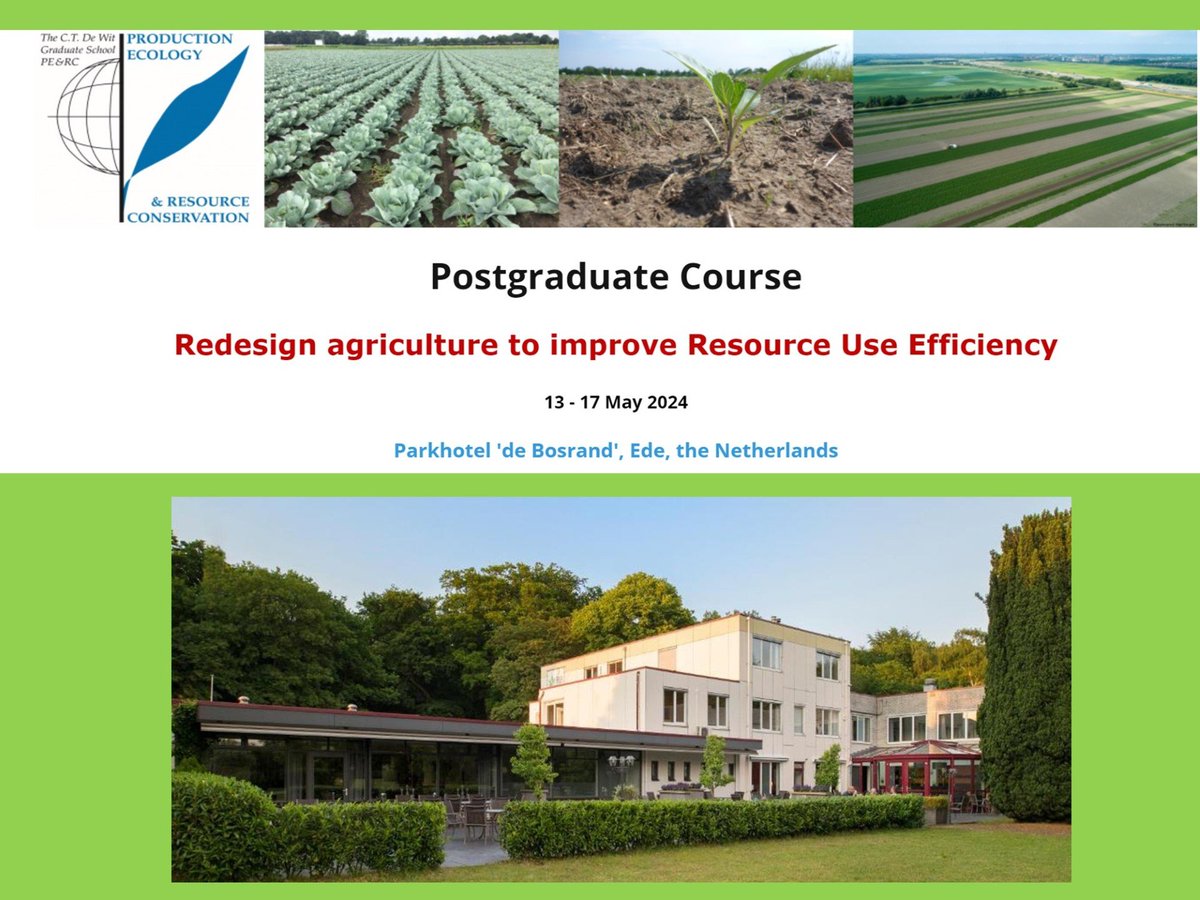 Spots left for PhD course in May (7-13) on 'Redesign agriculture to improve Resource Use Efficiency'. Focus will be on N and water across scales. Nice speakers and a lot of room for exchange of ideas and creativity! Info: pe-rc.nl/resource-use-e…