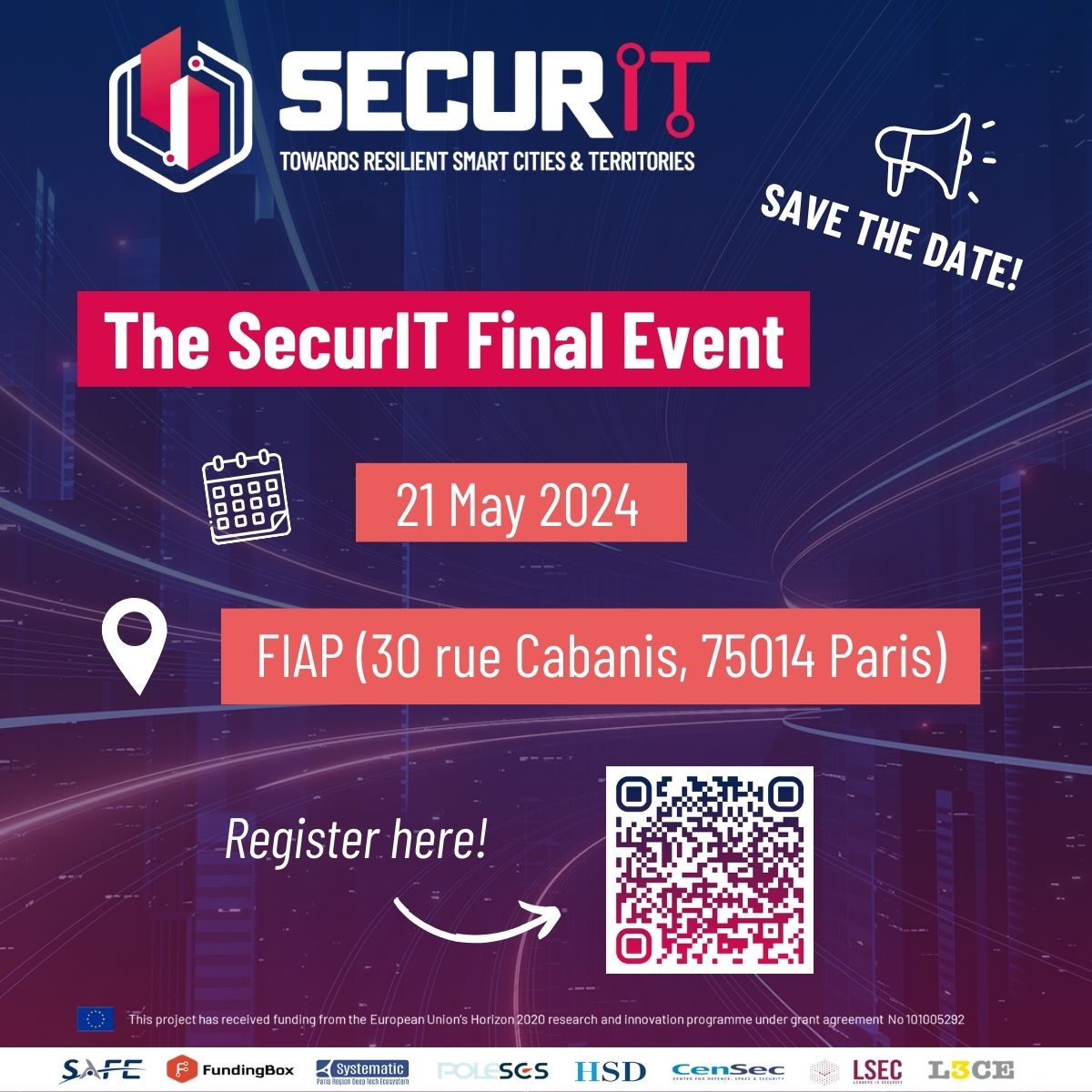 ⌛Less than a month to go until the SecurIT Final Event! Have you already booked your seat? 🗓️21 May 2024 📍FIAP, Paris (30 rue Cabanis) 🔗Registration is free but mandatory: server.matchmaking-studio.com/en/SecureITFin…