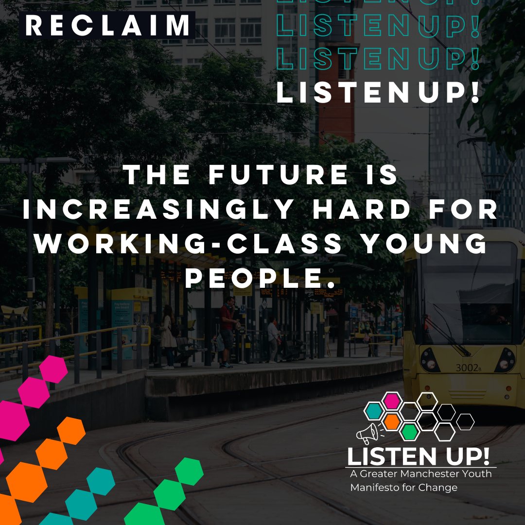 📢Today we're launching #ListenUp - a manifesto created by working-class young people from across Greater Manchester ahead of the #MayoralElection Young people want a mayor who will listen to them, learn from them and invest in solutions shaped by them. reclaim.org.uk/listen-up