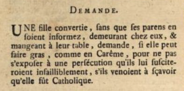 gigidrogo's tweet photo. Une jeune fille (huguenote) convertie au catholicisme à l'insu de ses parents peut-elle faire gras pendant le carême pour éviter que ses parents s'aperçoivent qu'elle est catholique? #Taqqiya #casdeconscience https://t.co/nk4Ky8u3UZ