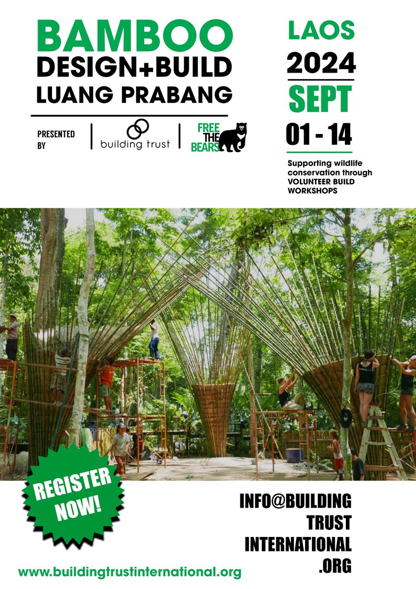NEWS: Join us in Laos this September for our latest Bamboo Design + Build Workshop #bamboo #architecture #workshop #conservation