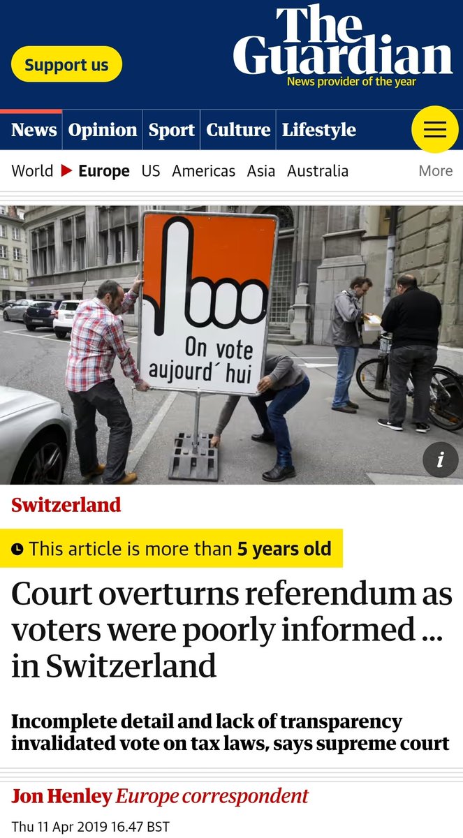 In 2019 a Swiss court overturned a referendum because voters were poorly informed. That should have been the case with the Brexit referendum, which was an exercise in how to grossly misinform the public on a very complex issue. Of course, had it been mandatory, as the…