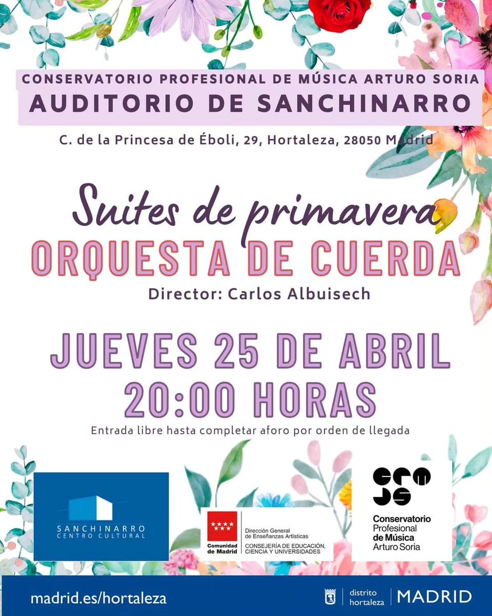 Hemos tenido una jornada de intercambio con el centro integrado Padre Antonio Soler de #ElEscorial y este próximo jueves tenemos a la orquesta de cuerda en el auditorio de #Sanchinarro.