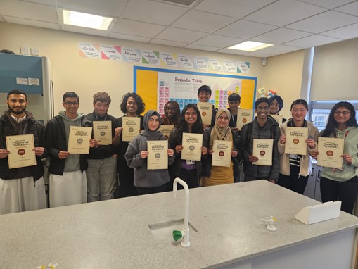 A huge well done to our Chemists for their great success in the Royal Society of Chemistry Olympiad 2024. Overall there were 6 gold certificates, 11 silver certificates, 5 bronze certificates and 3 participation certificates. These are amazing results!!!