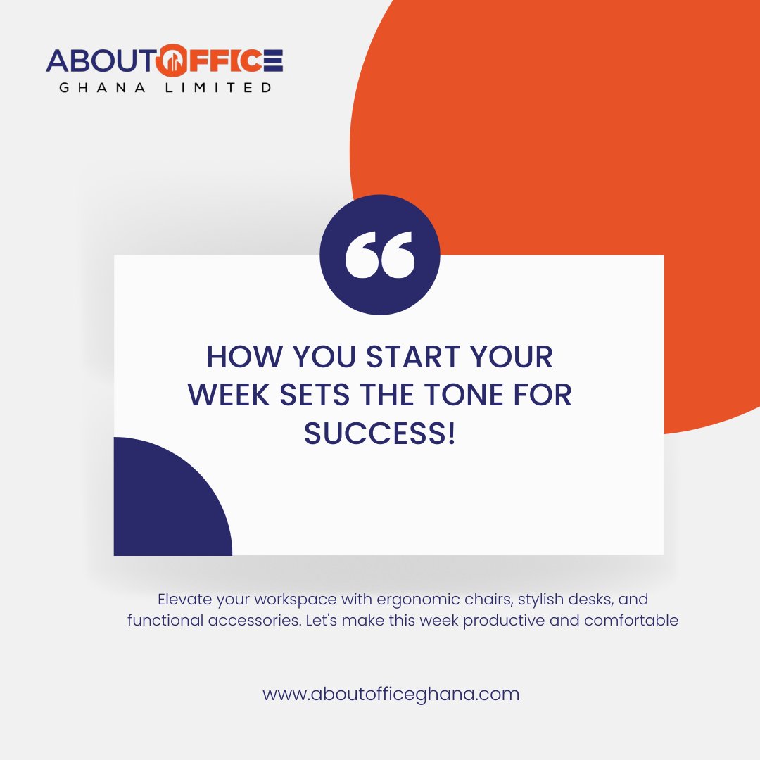 How you start your week sets the tone for success! Elevate your workspace with ergonomic chairs, stylish desks, and functional accessories. Let's make this week productive and comfortable! #MondayMotivation #OfficeGoals