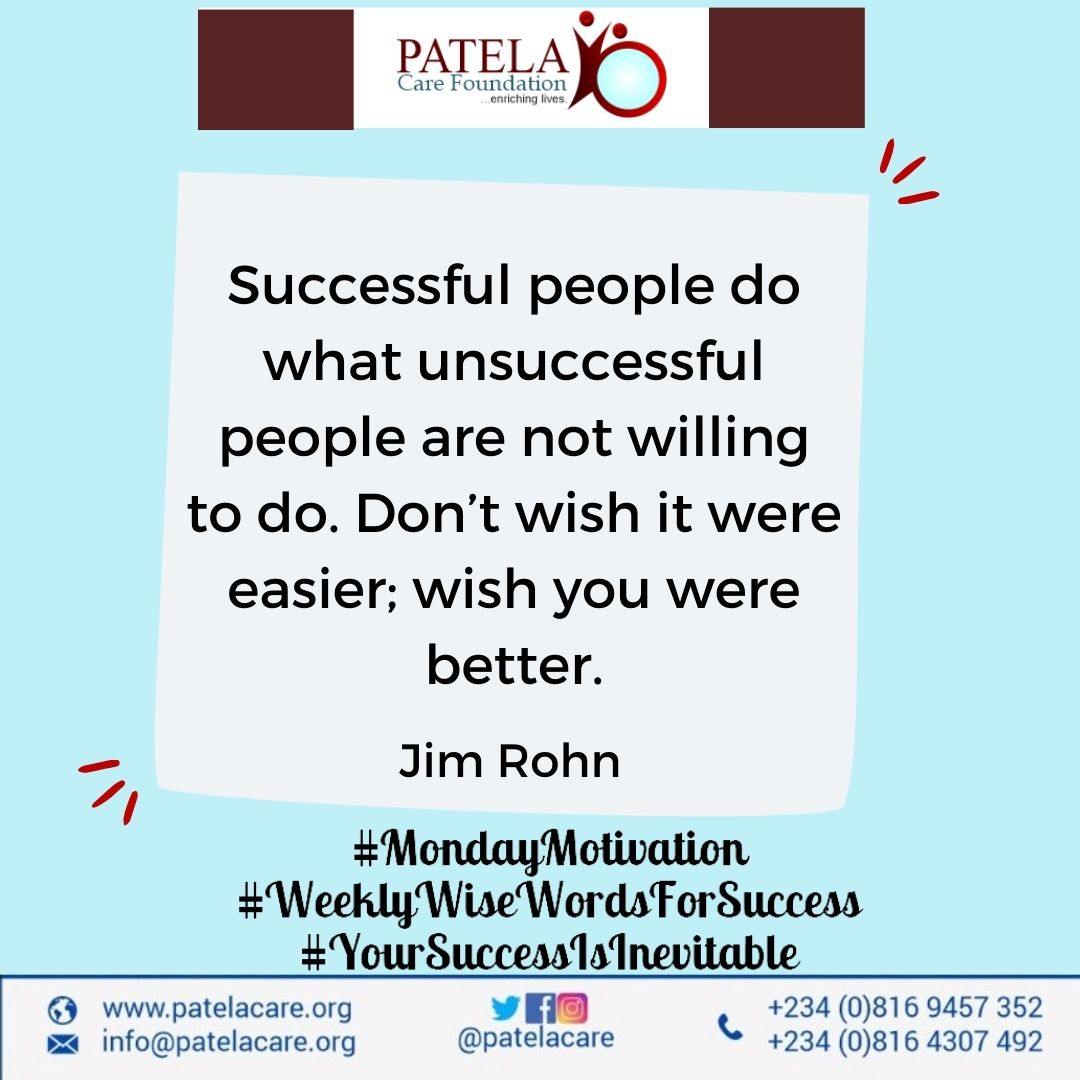 #WeeklyWiseWordsForSuccess #MotivationForTheWeek #MondayMotivation #YourSuccessIsInevitable Wishing you a wonderful Week! #GlobalHealth #HealthEquity #Healthcare #Medicine #UHC #WHO #UNHCR #NCFRMI #IDPsHEALTH #IDPs #WASH #SDGs #UNESCO #Patelacare #PsychoSocialSupport