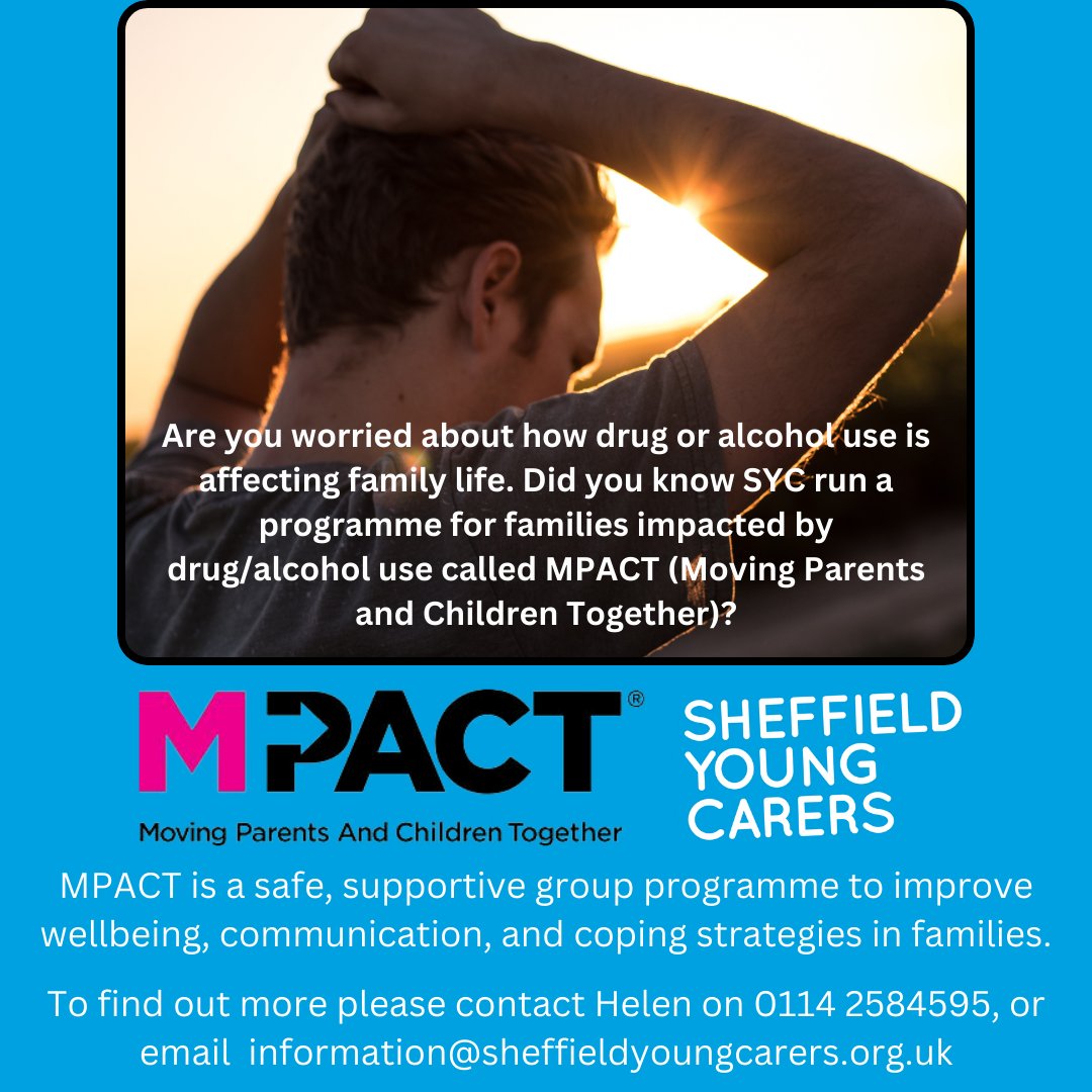 Our next M-PACT programme starts this Thursday. If you think M-PACT could help you and your family, please contact Helen on 0114 258 4595 or email information@sycp.org.uk 📞✉️