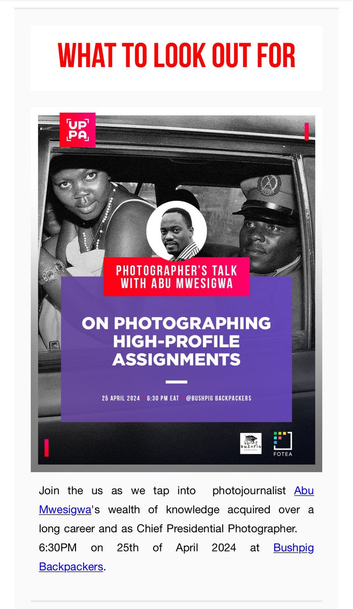 In 2014, I was honored as the best photographer of the year at the Uganda Press Photo Awards (UPPA), surpassing 29 competitors in various photography categories. Excited to share my expertise on photographing high-profile events this year. Save the date and join me at 6:30 pm