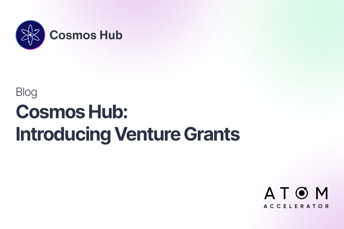 1/ The Cosmos Hub is set to start deploying Venture Grants, as a mechanism for value capture from the growth of the interchain.

Mandated by governance, @ATOMAccelerator will drive tangible and measurable value for the Hub through these venture grants.