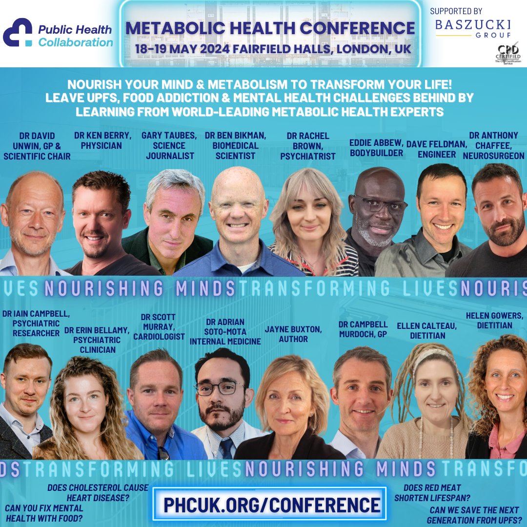 The PHC are holding their Annual Conference in May, themed 'Nourishing Minds, Transforming Lives'. All proceeds go to reversing T2D, Food Addiction and UPF education. If you can’t make it, Earlybird Livestream tickets now available at phcuk.org/conference #metabolichealth