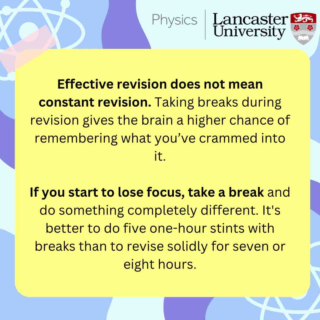 Over the next few days, we will be sharing some tips for revising during exam season! 📖 Our fifth tip is to take regular breaks! ✍️