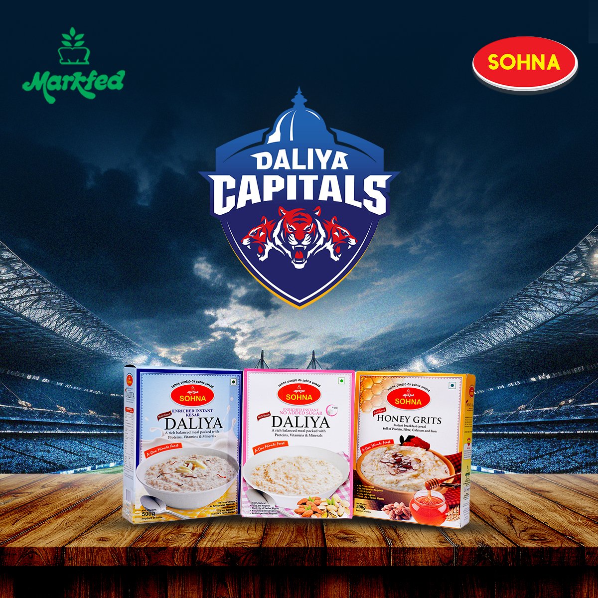 Fuel up your day with SOHNA Daliya, the perfect match to keep you energized like an IPL game! Stay satisfied, stay excited. 🤩 To purchase Markfed SOHNA Products, please check the link given: bit.ly/3IOvqoo #SOHNA #Punjab #Daliya #IPL #DelhiCapitals #MIvsDC