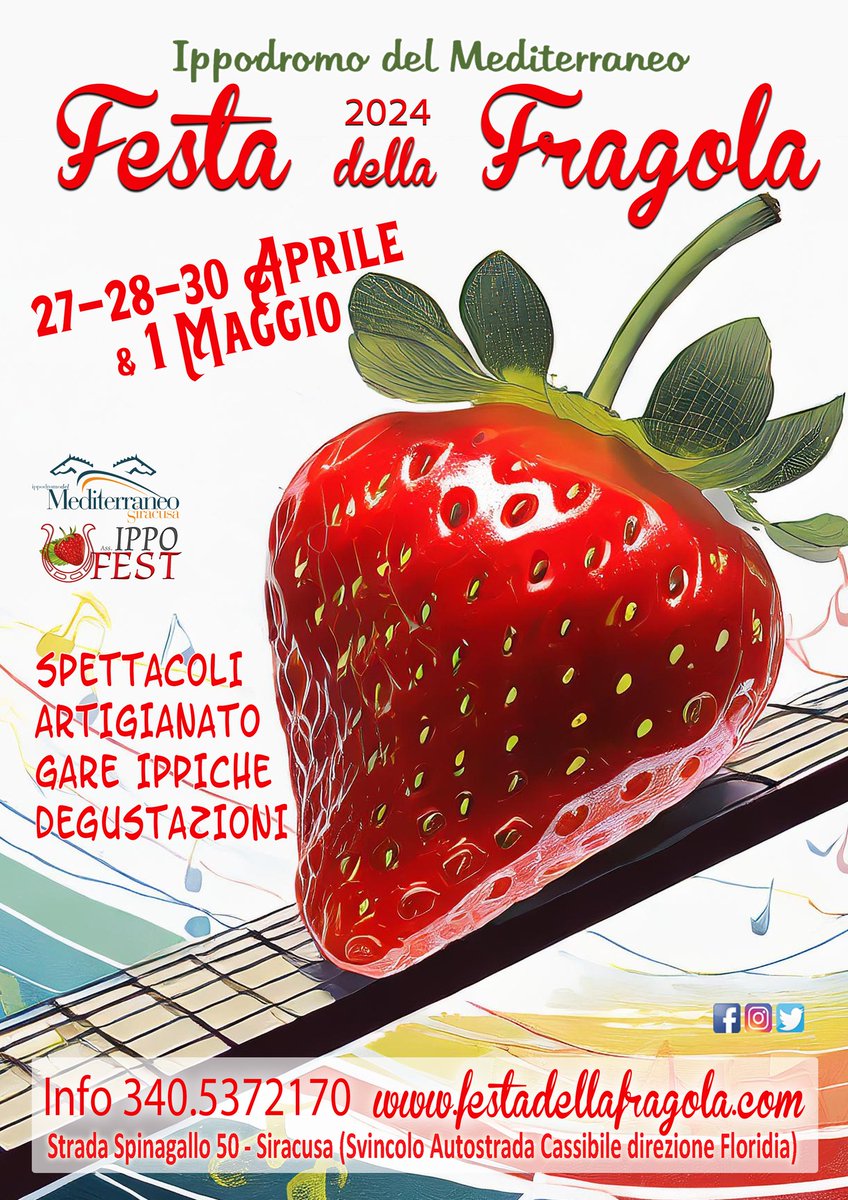 Spettacoli, Artigianato, Gare Ippiche e Degustazioni 
Festa della Fragola 🍓
27-28, 30 Aprile e 1 Maggio #Siracusa
festadellafragola.com
#eventisicilia24 #visitsicilyinfo #yummysicily