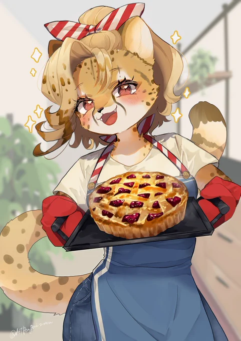 メスケモちゃんがチェリーパイを作ってくれたよ 