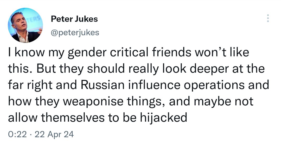 Imagine talking about your homophobic friends, your racist friends, or your antisemitic friends, what exactly is different about trans people that you would knowingly stay friends with 'gender critical' people?