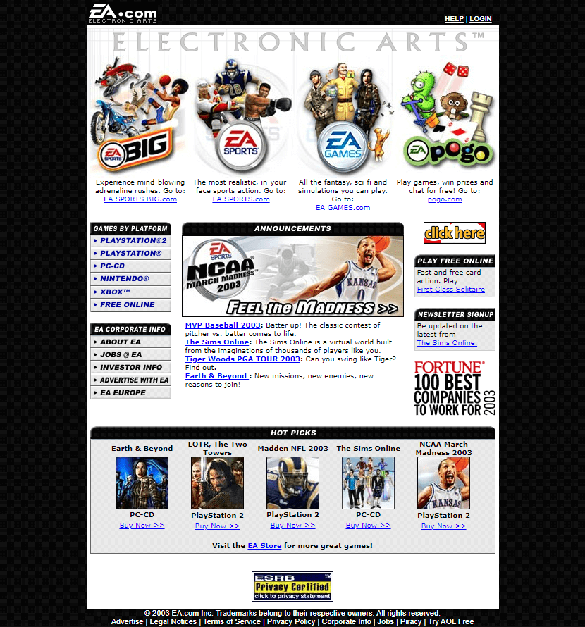 Electronic Arts website in 2003

#WebDesignHistory