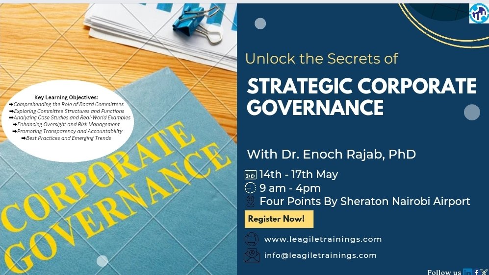 Enhance your corporate governance expertise with our comprehensive training program. Learn best practices, compliance strategies, and ethical leadership principles for navigating today's business landscape. #TrainWithLeagile #CorporateGovernance #Compliance #EthicalLeadership