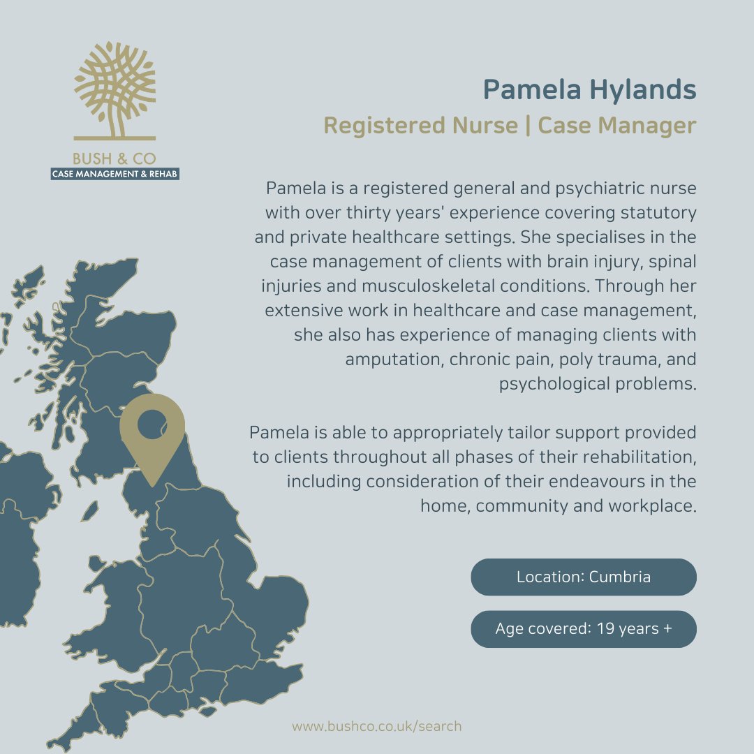 Are you and your clients based in Cumbria? Pamela Hylands, Registered General and Psychiatric Nurse, brings over 30 years of experience to our case management network in the North West. Find out more and enquire online: eu1.hubs.ly/H08H_ts0