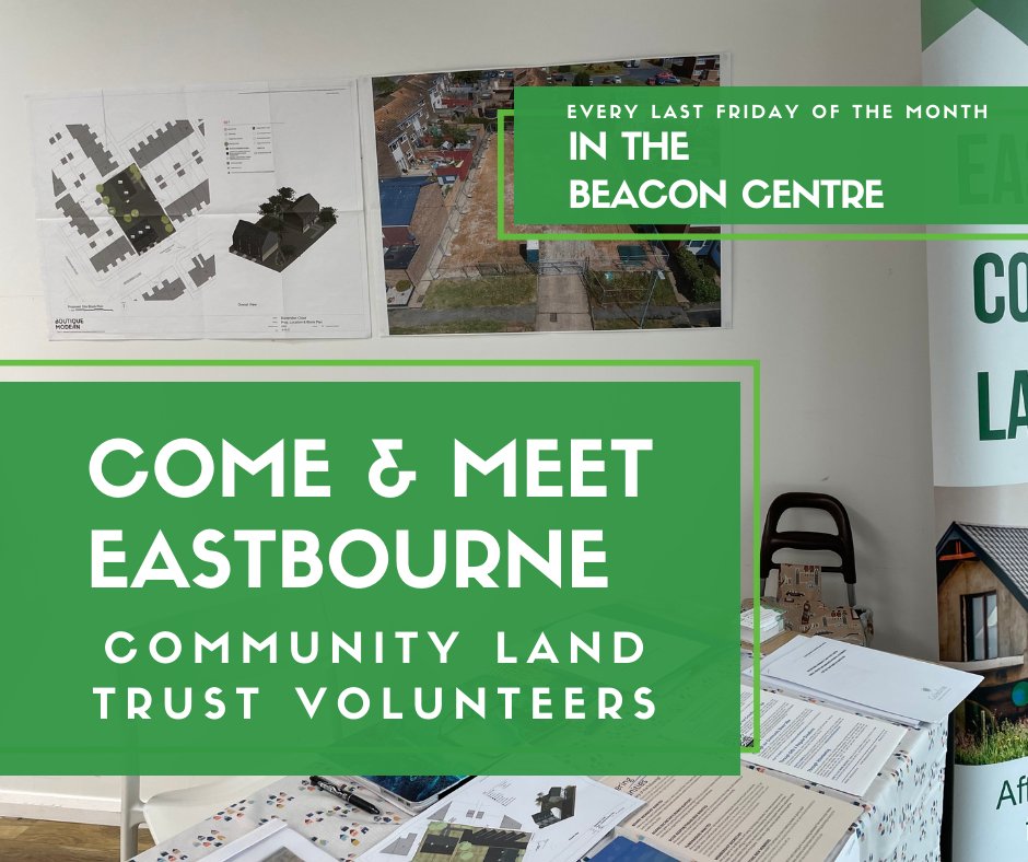 🏡 Just a reminder that you can find us at 📍 The Gather space in the Beacon centre, Eastbourne, on the last Friday of every month! 

The next one will be:

📅 26th April, 10-4

#eastbourne #affordablehousing #eastbournelocal #communitylandtrust #CommunityLedHousing #Beacon