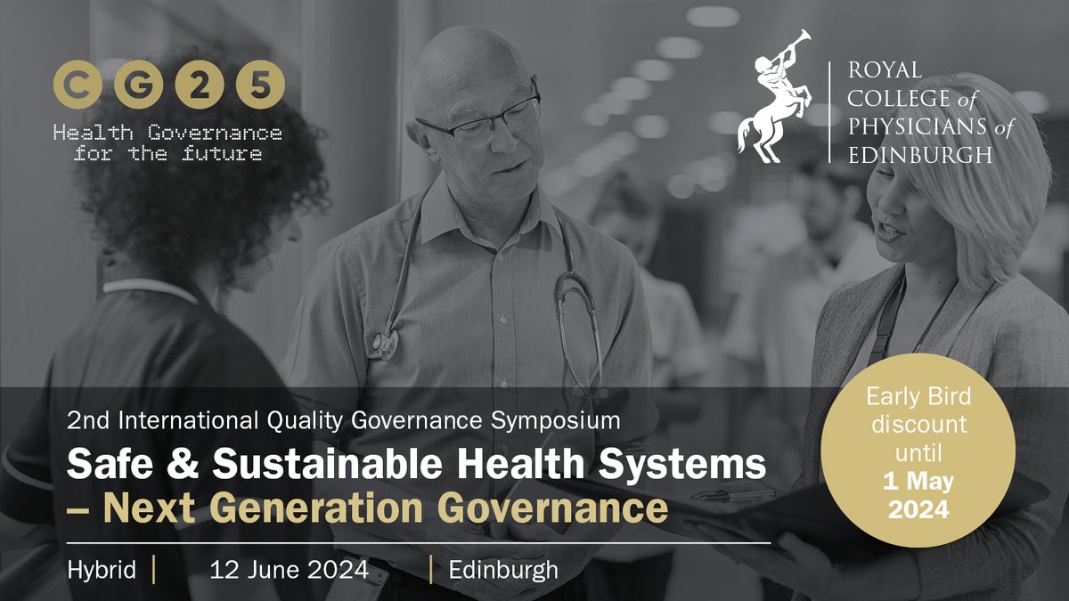 Interested in the future of healthcare governance? Registrations are now open for CG25 – Health Governance for the Future symposium on 12 June. More info and booking here: events.rcpe.ac.uk/cg25-health-go… #rcpeGovernance