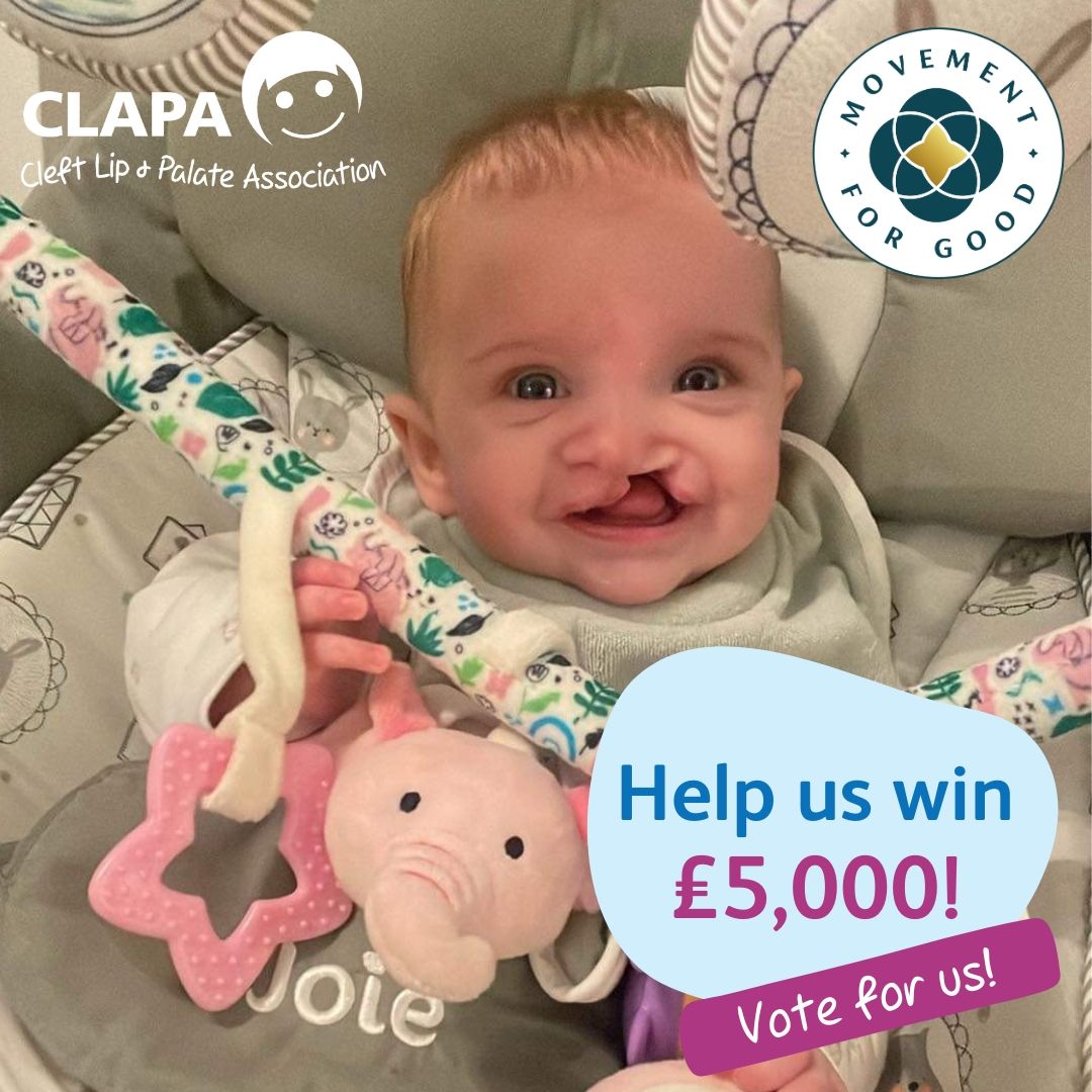 🚨 We need your nominations! 🚨 With your help, CLAPA could receive £5,000 in the Movement For Good Special Draw! Vote here: buff.ly/3punDX1 (1108160 - THE CLEFT LIP AND PALATE ASSOCIATION) Please submit your nomination between today Monday 22nd and Friday 26th April