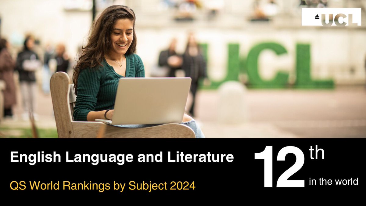 @ucl The QS Subject Ranking’s broad subject area of arts and humanities encompasses focused subject areas. This includes English Language and Literature, where UCL is ranked 12th in the world. #UCLEnglish