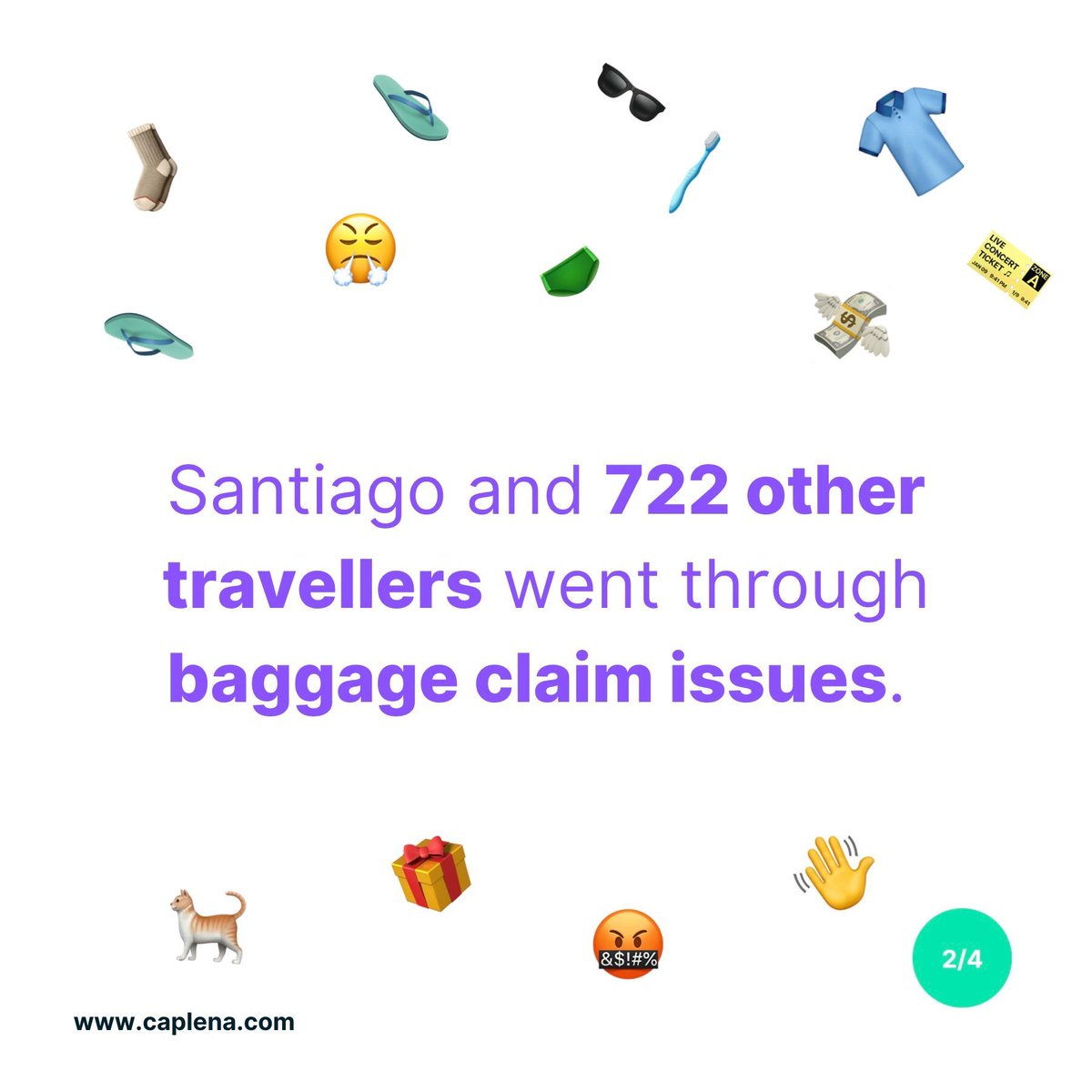 CaplenaCH's tweet photo. Santiago’s $23,000 suitcase vanished – but it left behind valuable insights. 
✈️ Learn why leading airlines like Lufthansa love Caplena! Dive into more airline insights at https://t.co/oTptQUqD2s https://t.co/zS8tbFiVug