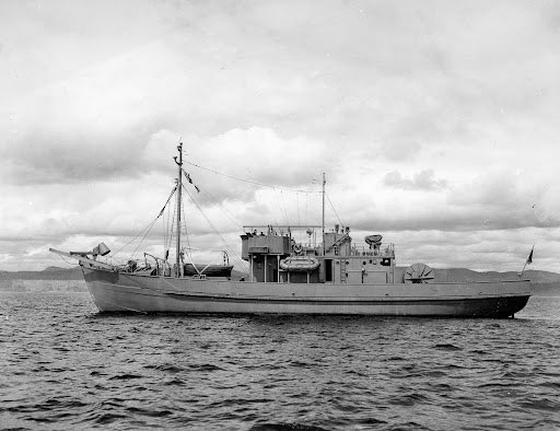 Llewellyn class minesweeper HMCS Daerwood (J 357) T/Lt.Cdr. Edward Spence McGowan, RCNVR: Commissioned 22.04.44.