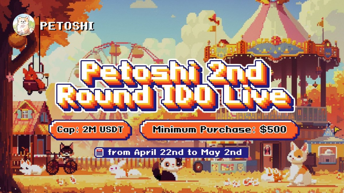 🚀 The first round of Petoshi IDO witnessed an incredible response from all of you! 🎉 Now, the highly anticipated 2nd round of Petoshi IDO has begun! Join us and participate actively in this thrilling opportunity. Don't miss out! 🔥 🔗 Participate here: petoshi.io/ido/index…