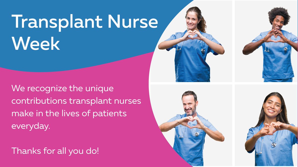 This week is Transplant Nurse Week. We would like to recognize the contributions transplant nurses make in the lives of their patients every day. Thank you for all that you do! #OneGreatTeam