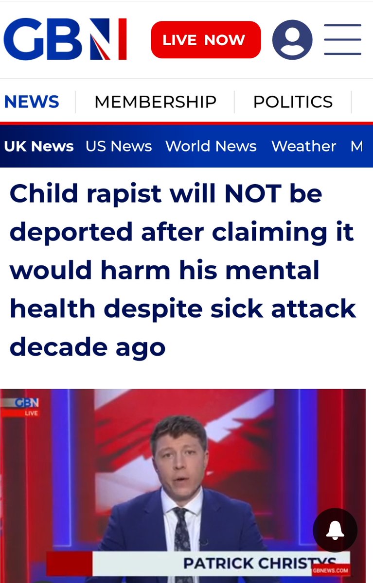 State A This. When the left sneer and say 'who do you want your country back from?' I show them cases like this. This vile creature should be sent back to where he came from and quite frankly I do not give a toss about what happens to his health. gbnews.com/news/child-rap…