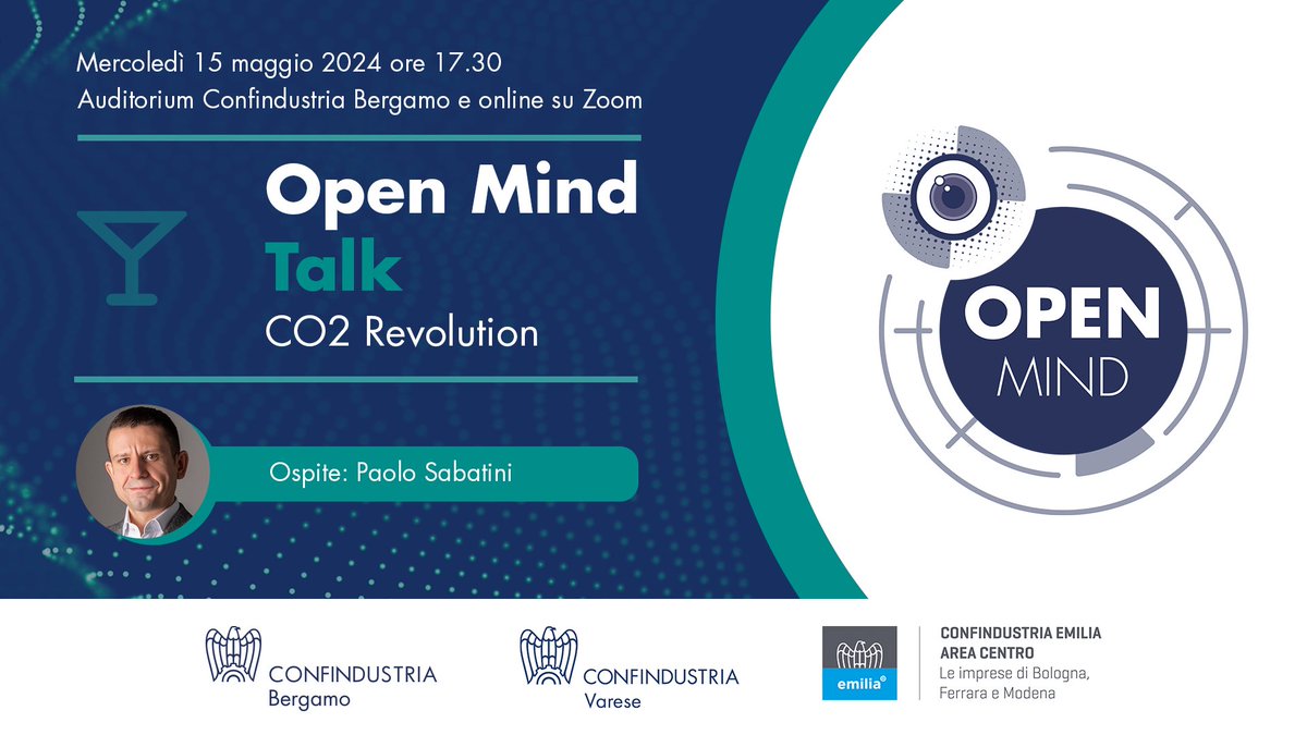 ConfindustriaBG's tweet image. Il 15/5 alle ore 17.30 non perdere l'#OpenMind Talk "CO2 Revolution". Un evento alla scoperta delle grandi possibilità di trasformazione del settore #edile, il cui mercato è oggi chiamato a rispondere alla sfida di decarbonizzare i processi produttivi: ow.ly/Nz7P50RkXr5
