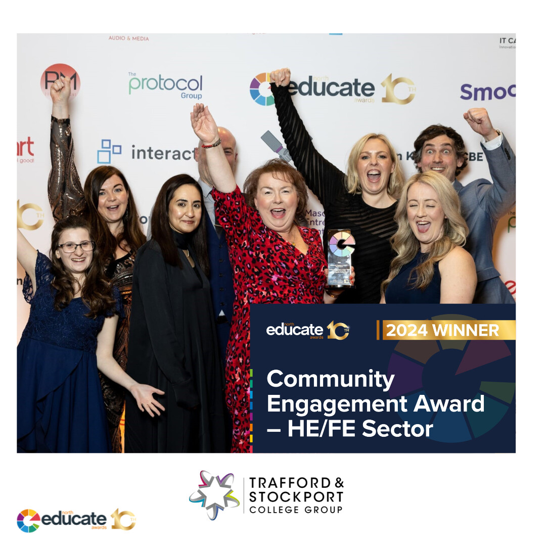 CheadleCollege's tweet photo. 👏What a team!...

🏆We are thrilled to announce that we won the award for "Community Engagement - HE/FE Sector at the Educate North Awards!

@educatenorth #educatenorthawards #community #communityengagement #teamwork https://t.co/xM3Quyinty