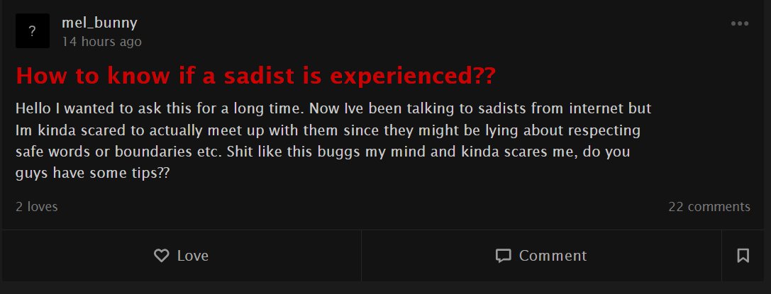 One other good reason why it's good to play with professional Dommes rather than randoms. With a professional there will be years of history and evidence of her safe play with slaves. Her professionalism will be evidenced through websites and social media - it will be clear