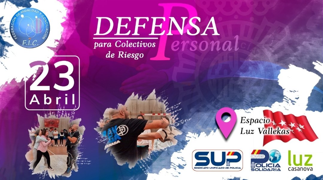 El próximo #23Abril la <a href="/fic_sup/">FIC-SUP</a> y la <a href="/Polsolidaria/">ONG PolicíaSolidaria</a> organizan una Jornada de #DefensaPersonal para #ColectivosDeRiesgo
Damos las gracias a <a href="/F_LuzCasanova/">FundacionLuzCasanova</a> por su colaboración
#Policías colaborando con la sociedad