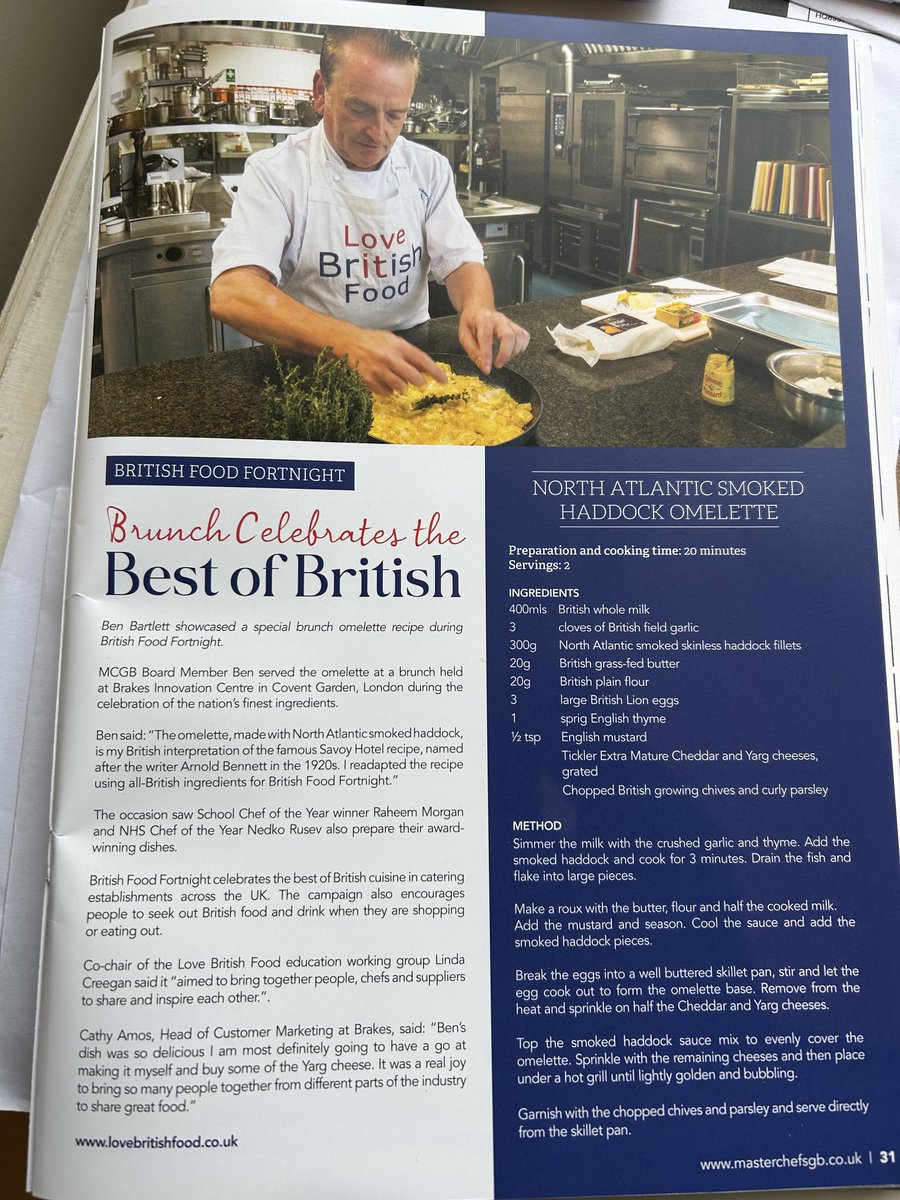 Memories of ⁦@Brakes_Food⁩ #BritishFoodFortnight event last year in Master Chefs of GB’s magazine. Good feature on ⁦@LoveBritishFood⁩ Director ⁦⁦@bbqben1⁩ .